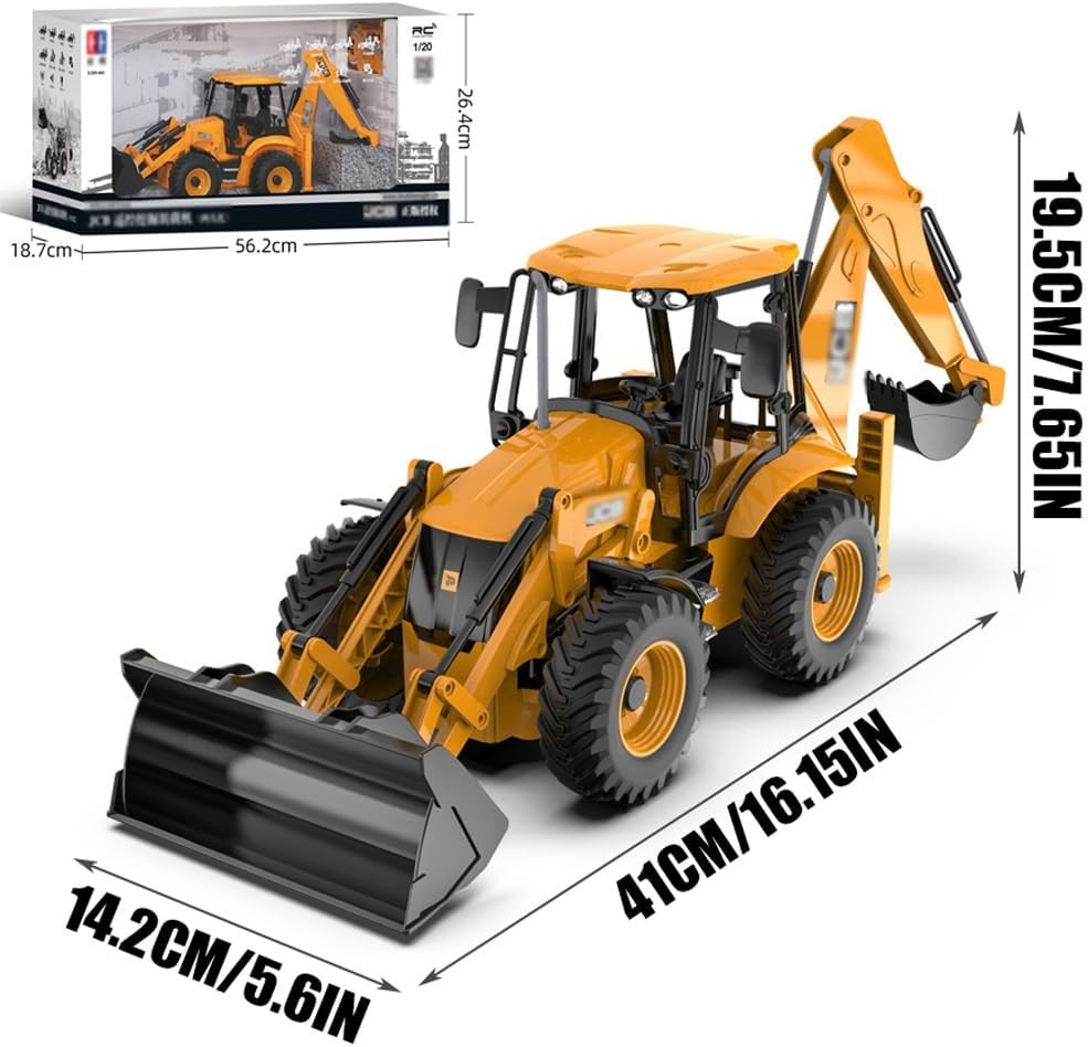 RC Backhoe Wheel Loader 2.4G Fully Functional 1/20 Remote Control Excavator Bull