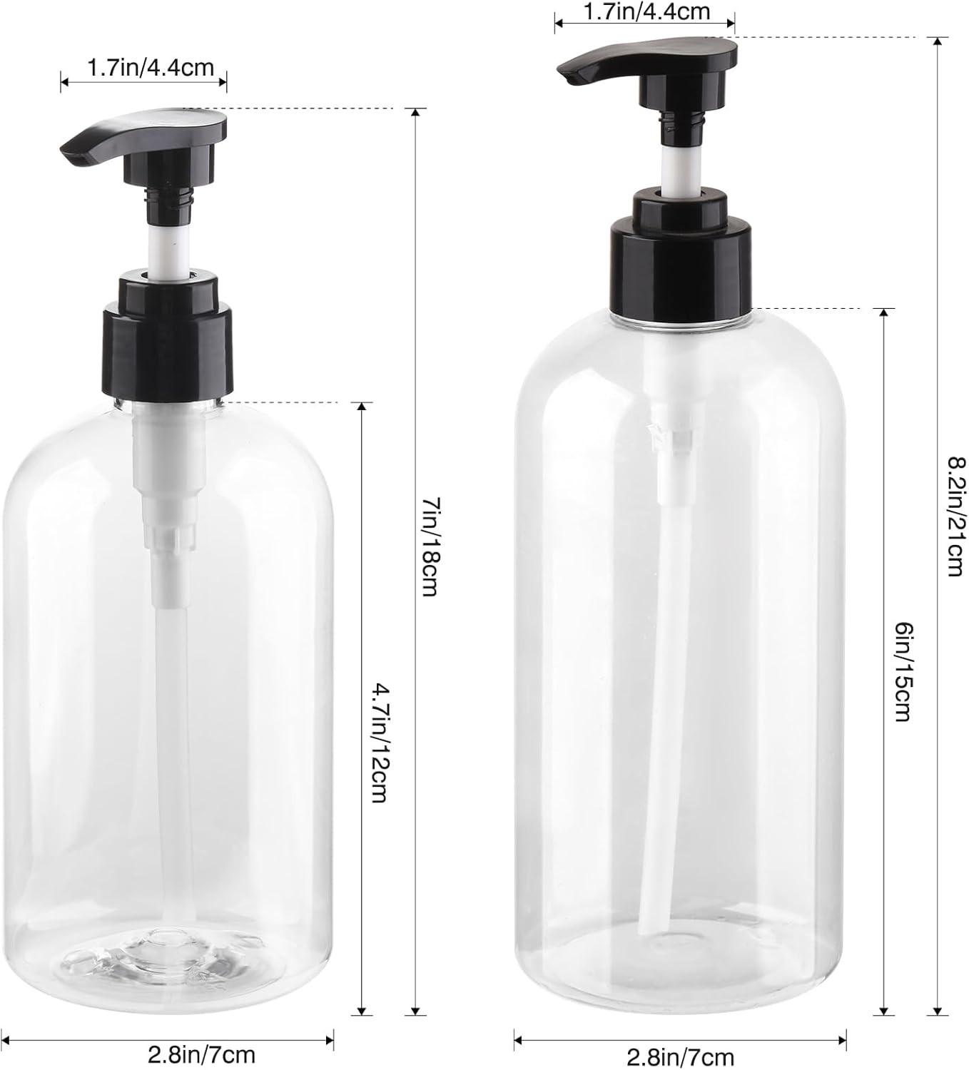 Plastic Pump Bottles Dispenser 2Pcs 10Oz Clear Refillable Pump Bottle Empty Pump