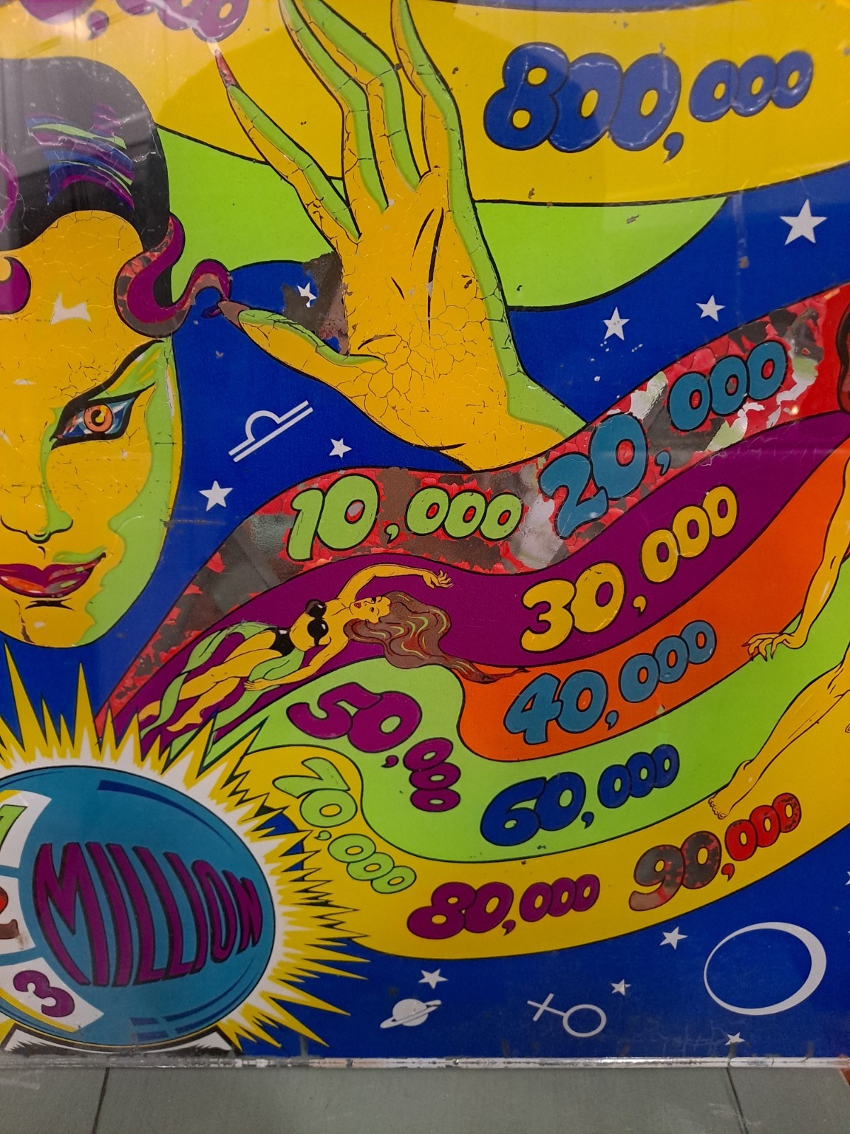 The Exhibit Supply Co. MAGIC, Original Pinball Machine BACK GLASS, 1940