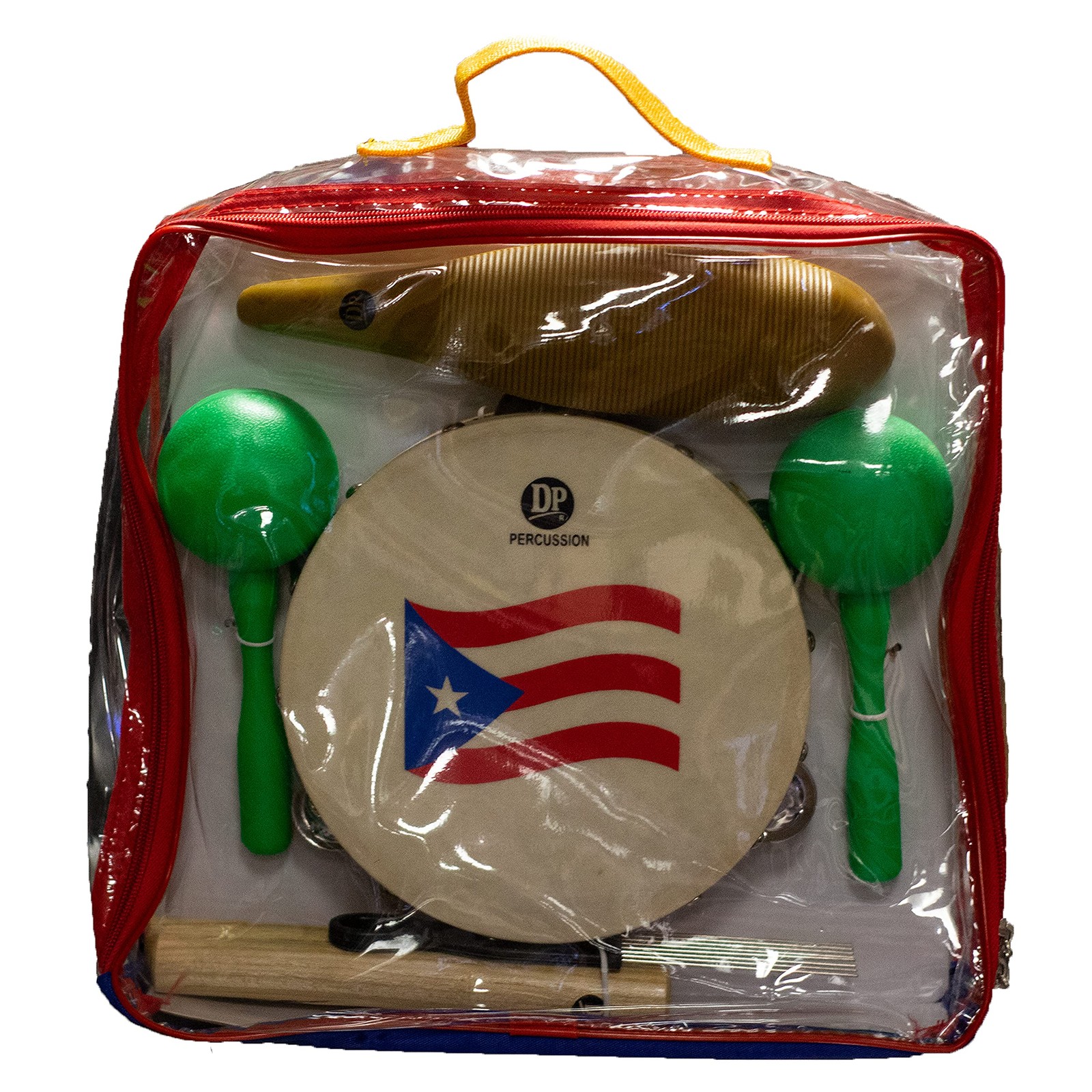Parranda Kit Percussion with Carrying Bag - Puerto Rico Flag 8 Inches Tambour...