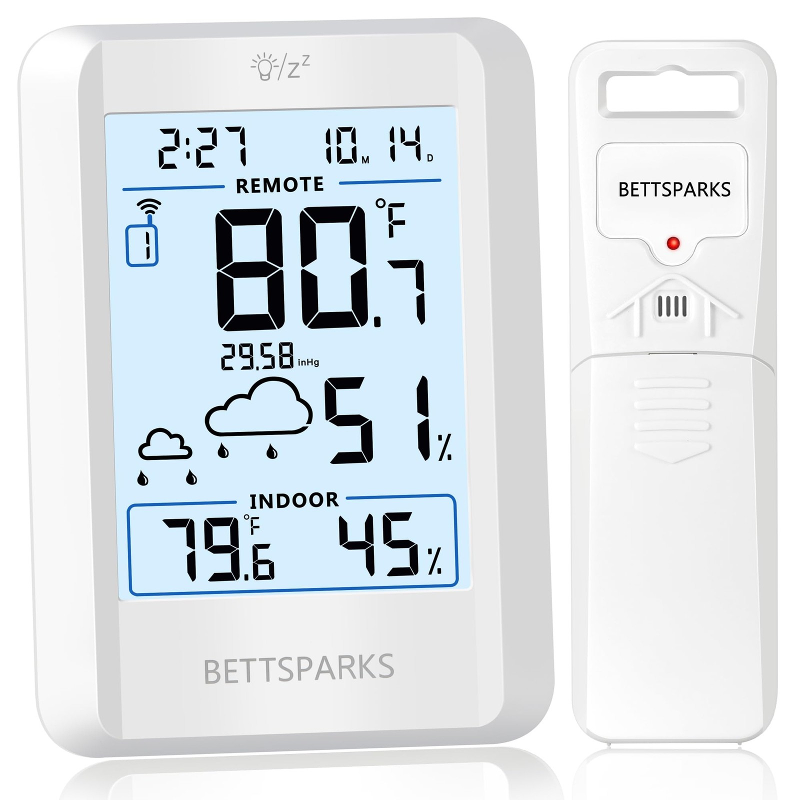 Indoor Outdoor Thermometer 4-Inch Screen Wireless 330FT Range - Digital