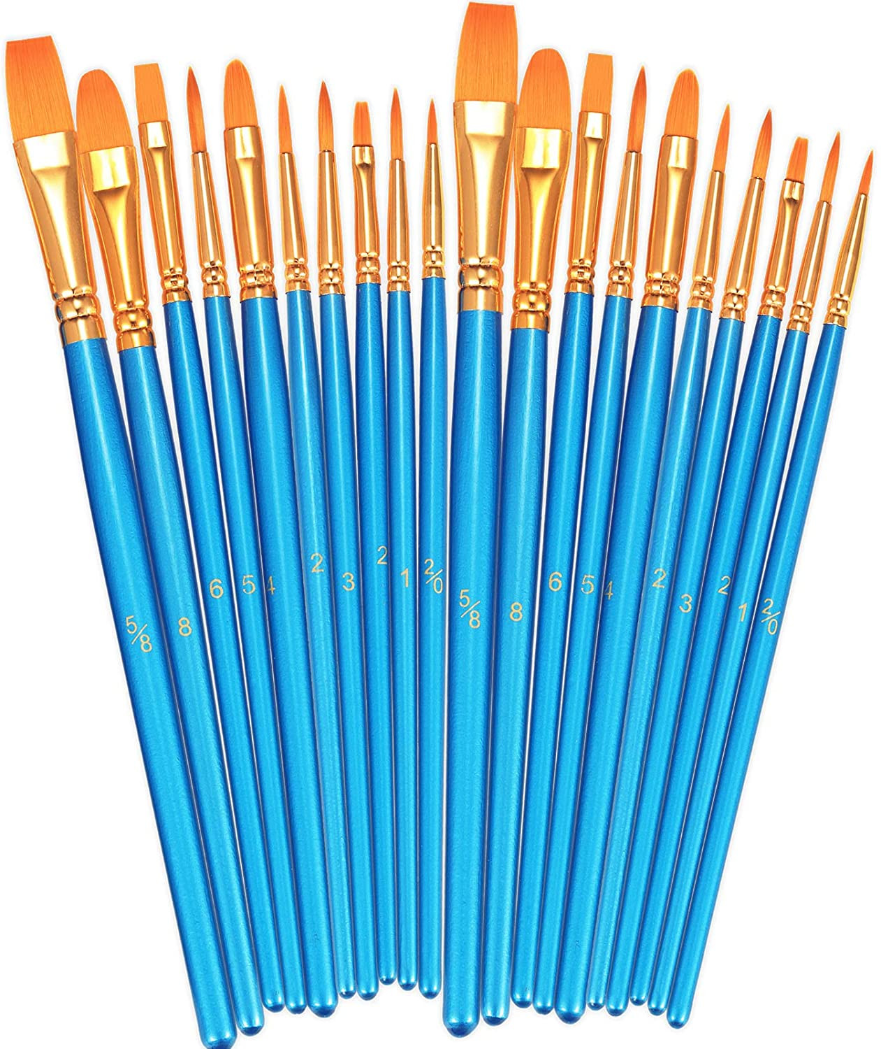 Paint Brushes Set, 20 Pcs Small Paint Brush Kit Round Flat Tip Nylon Hair