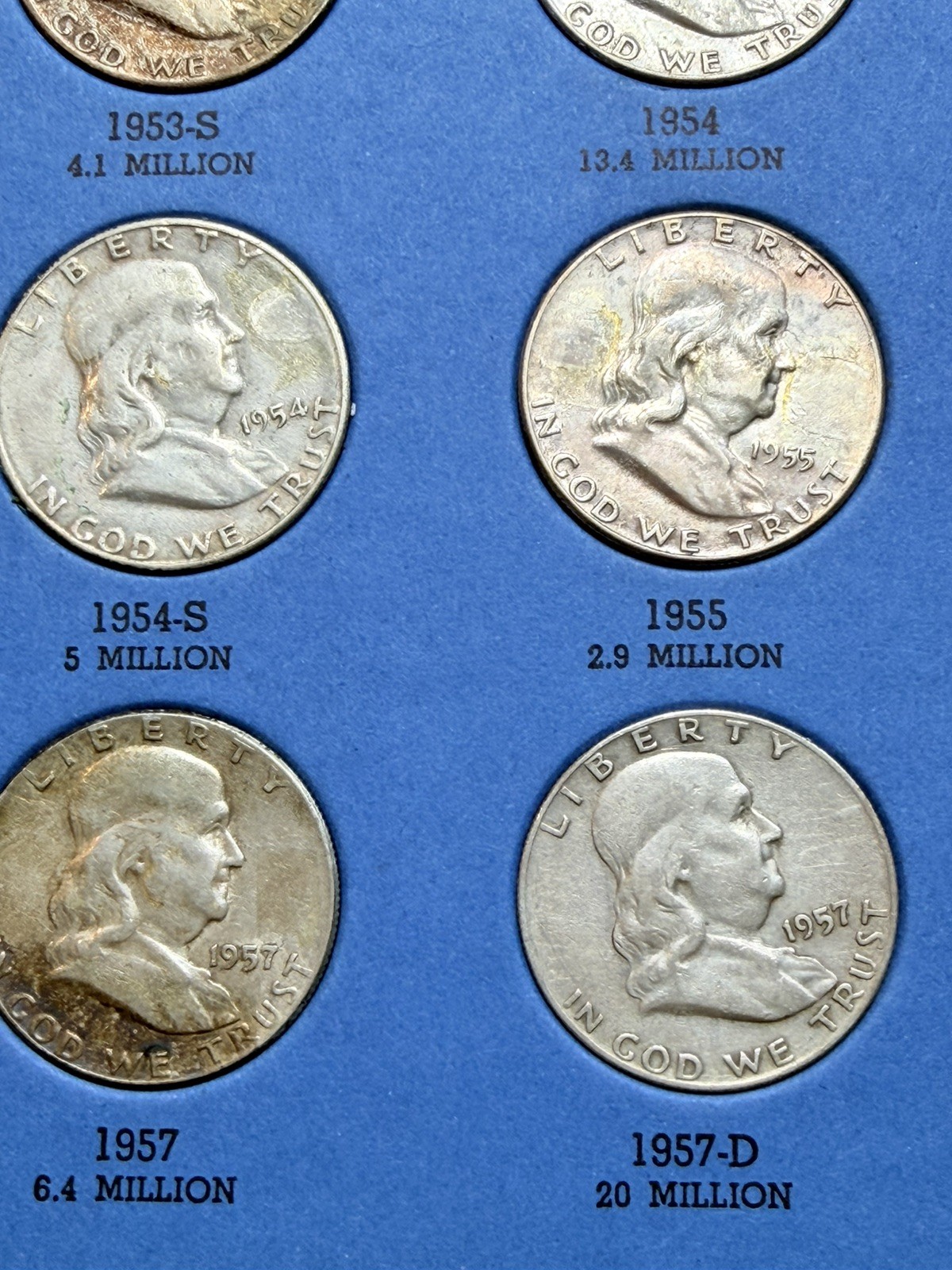 1948 - 1963 COMPLETE SET 35 BEN FRANKLIN 90% SILVER HALF DOLLARS COLLECTION
