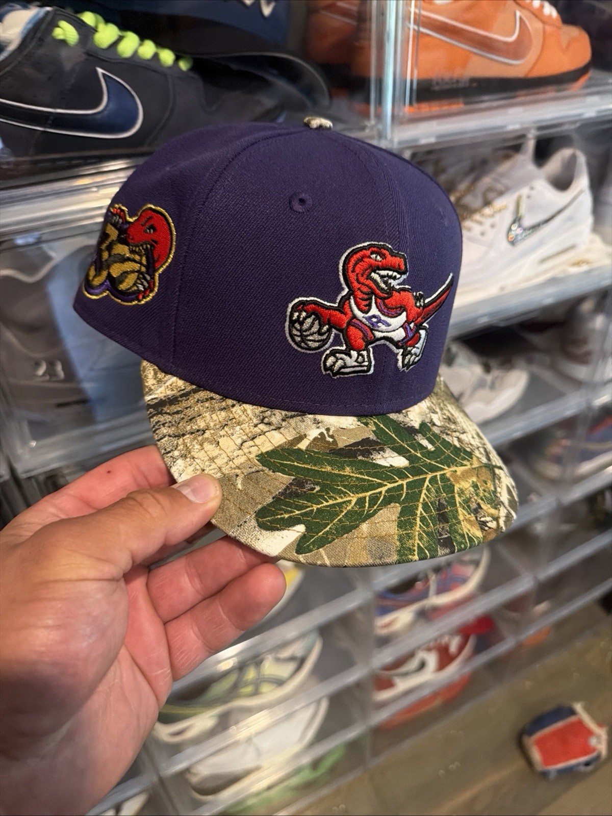 NEW ERA TORO RAPTORS 30TH ANNIV PATCH ALTERNATE HAT  PURPLE REALTREE Size 7 1/2