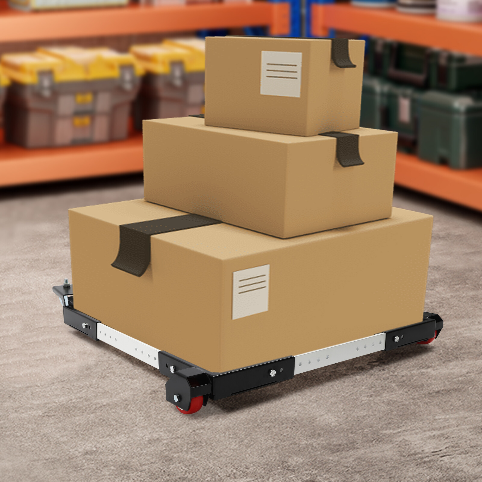 600lbs Adjustable Mobile Base Heavy Duty Rectangular Mobile Base w/ Wheels
