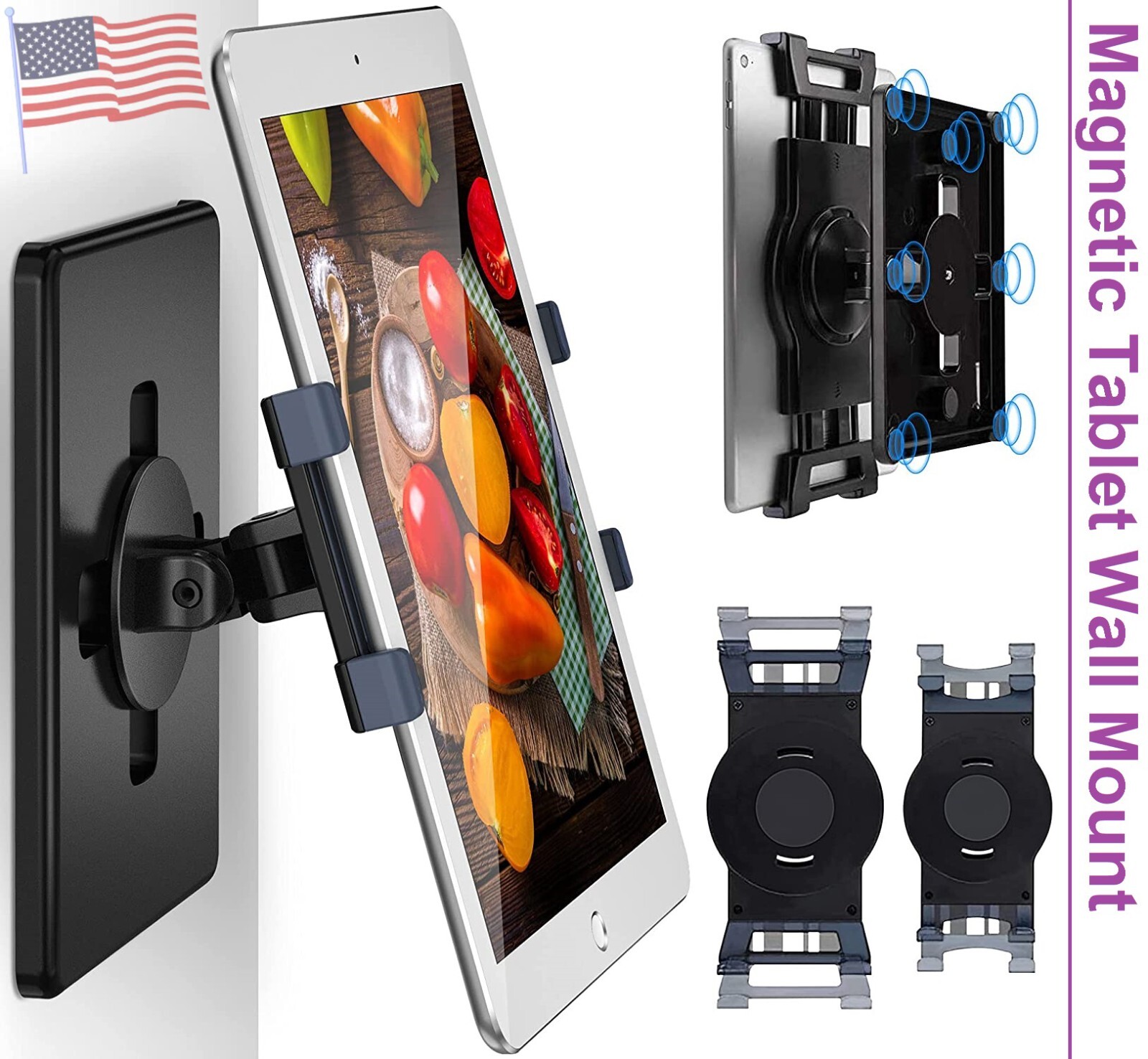 Strong Magnetic Wall Mount Tablet Holder Stand Kitchen Fridge Display 6" - 13"