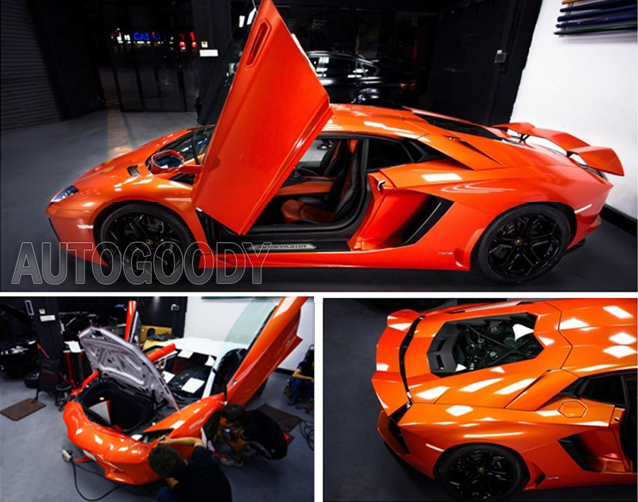 48" x 60" Super Gloss Orange Vinyl Film Wrap Sticker Air Bubble Free 4ft x 5ft