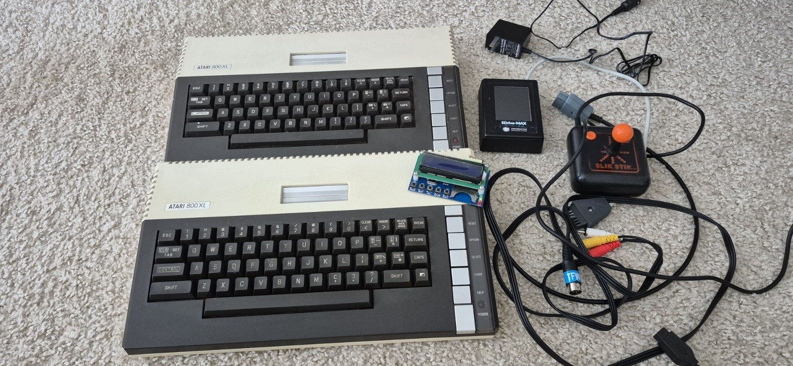 2 x Atari 800XL Computers With SDrive-Max,SIO2SD,1Power Supply,1Controller,AS IS