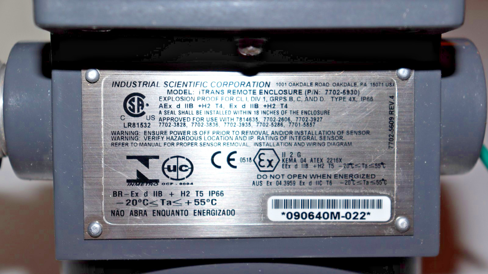 INDUSTRIAL SCIENTIFIC iTRANS TOXIC SENSOR MODULE , MODEL#7702-5930