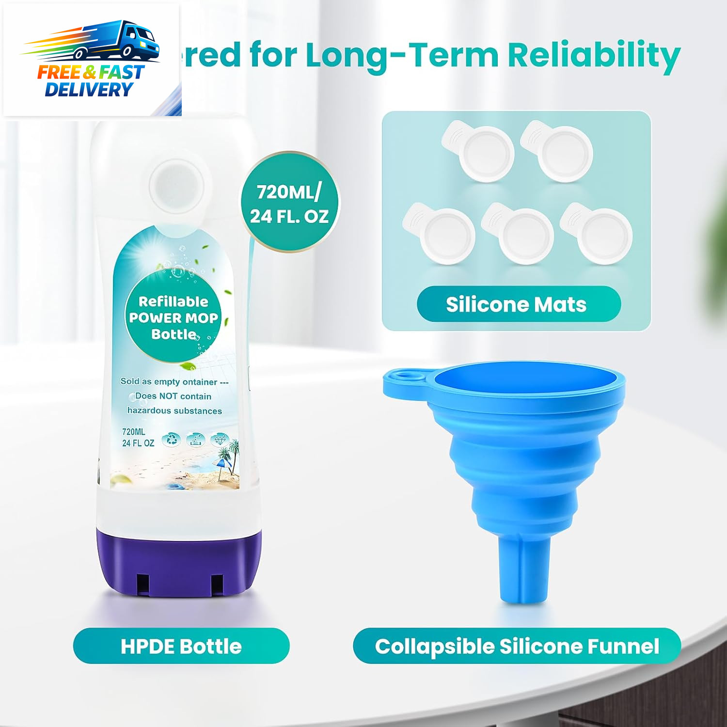 ​Refillable Bottle for Swiffer® Power Mop™, 720ML / 24 FL.OZ Reusable Solution C