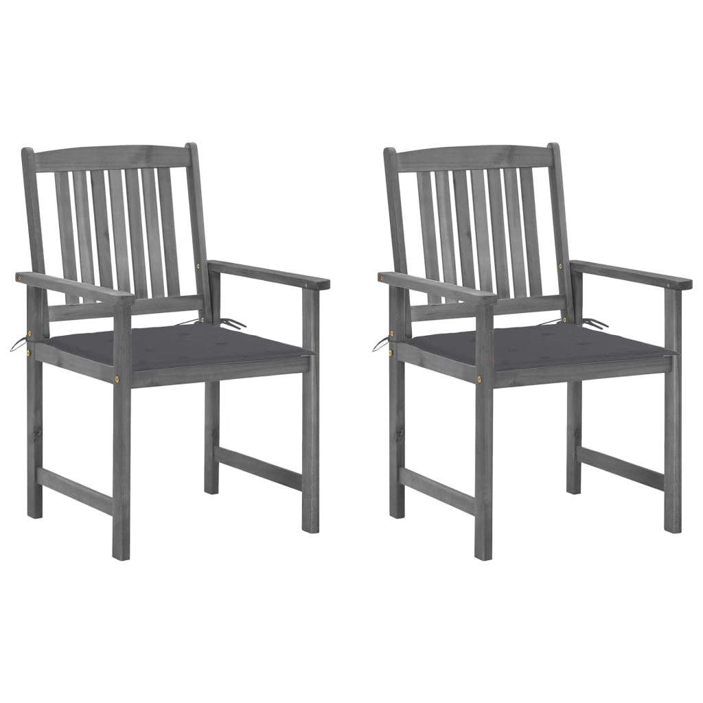 Garden Chair Set of 2 Grey Solid acacia wood Medium Durable