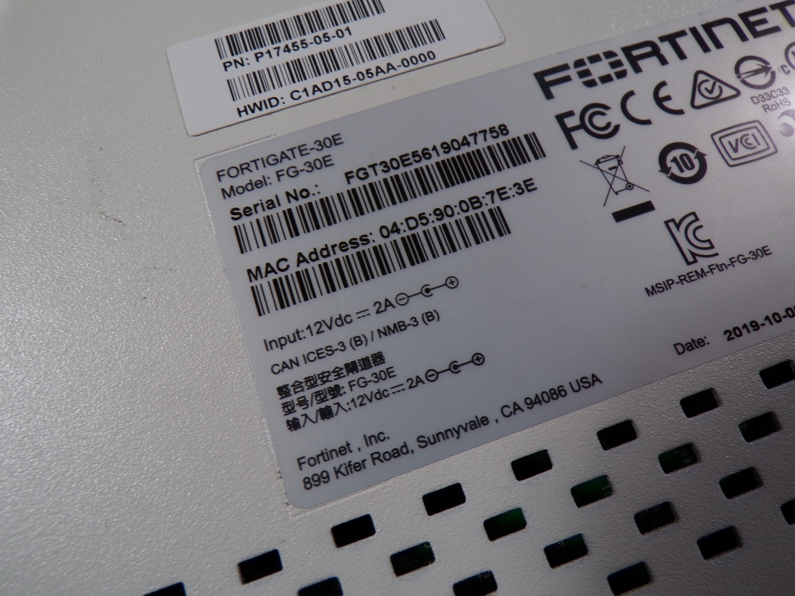 FORTINET FORTIGATE 30E FIREWALL FG-30E