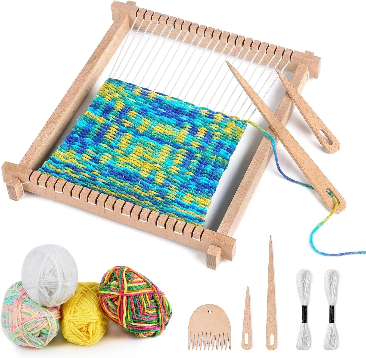 Weaving Loom Kit,9 * 11inch Wooden Weaving Loom for Kids,Adult and Beginners,...