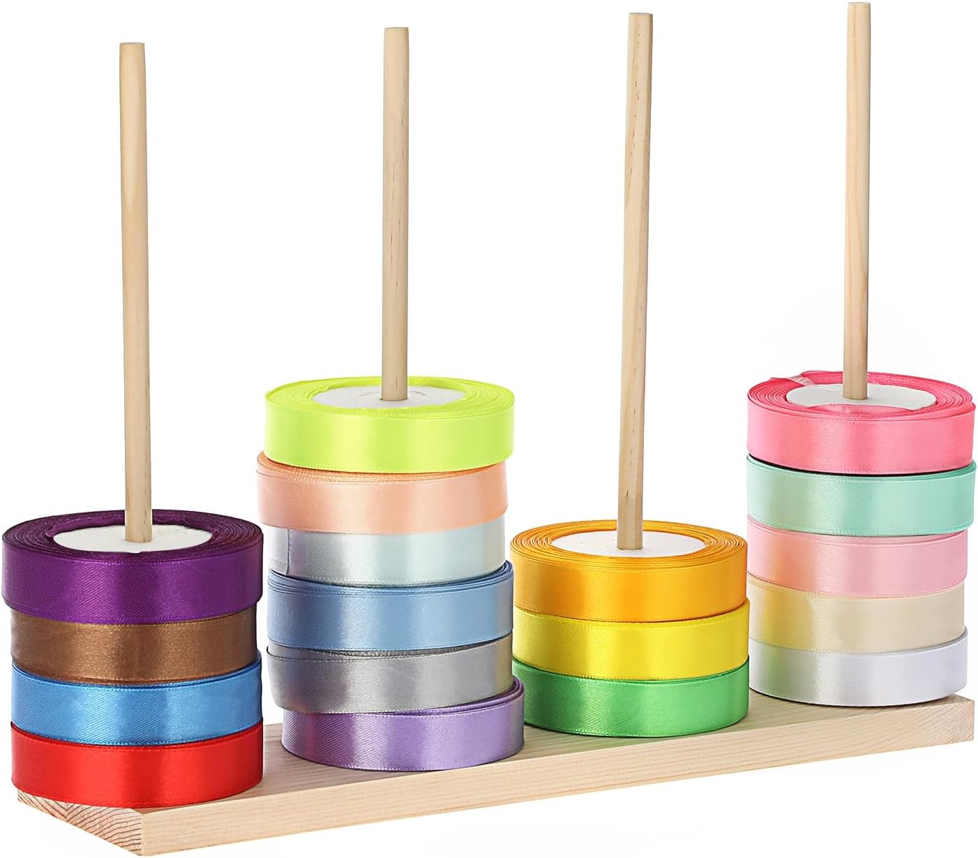 OGANAZI 1 Pack Wooden Ribbon Organizer, Spool Holder Washi Tape...