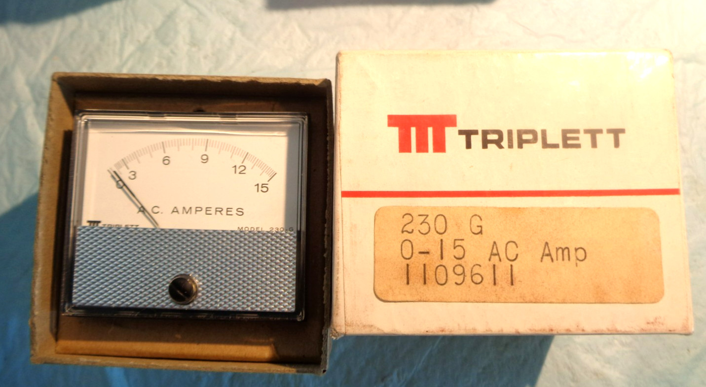 New In Box 4x4x4 Triplett Panel Meter - Model 230G 0-15 AC Amperes 1109611