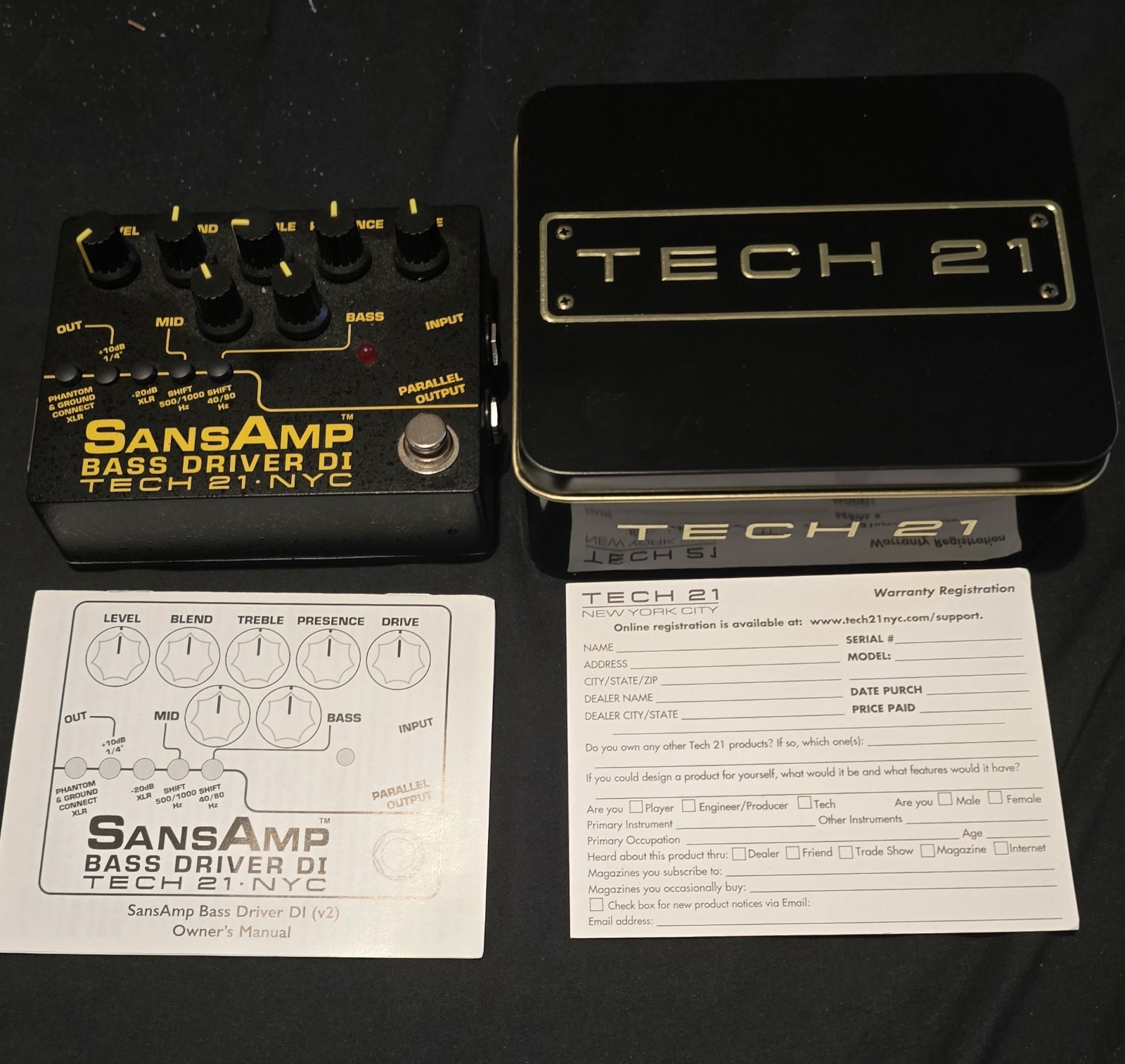 Tech 21 SansAmp Bass Driver DI V2 NYC Effects Pedal.