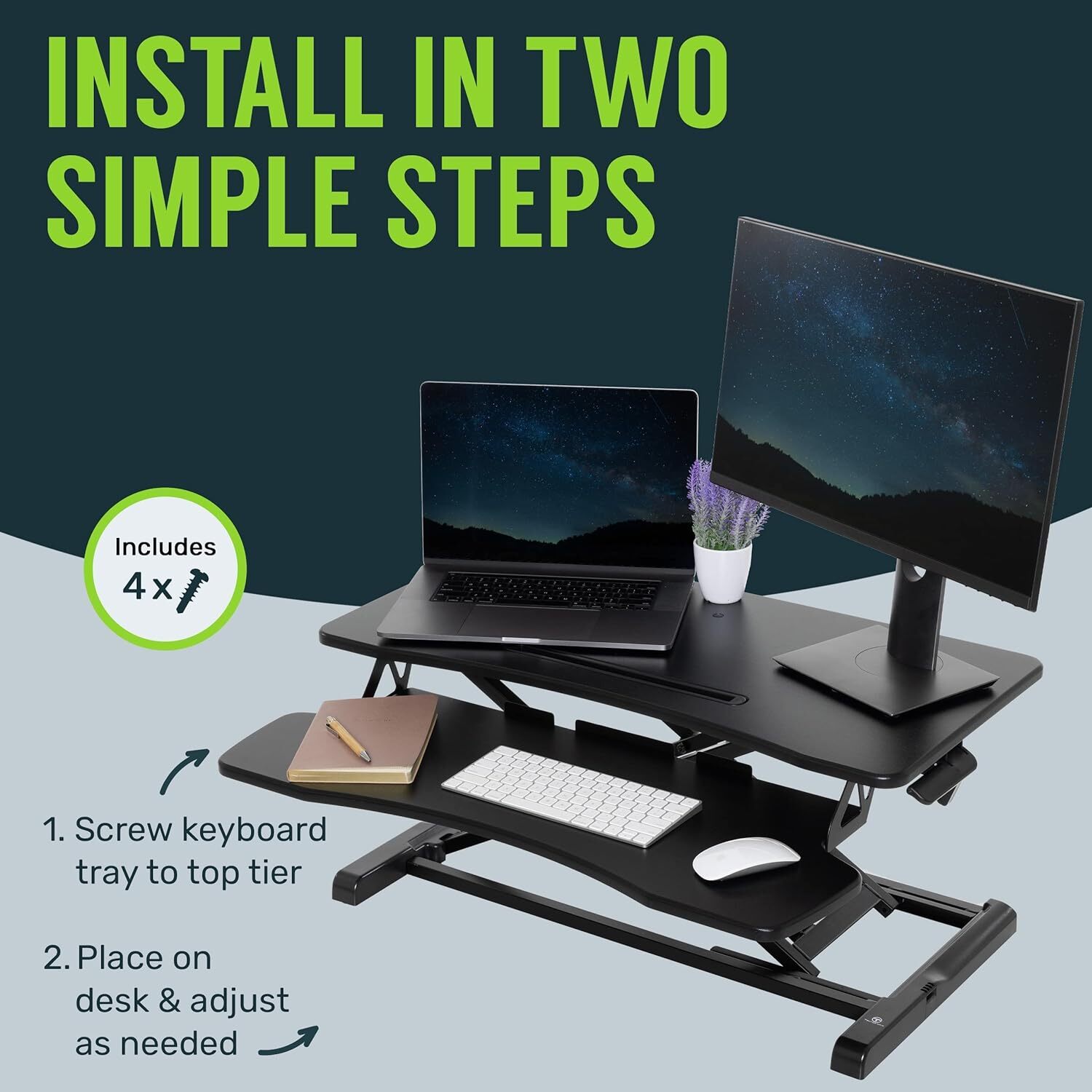 TechOrbits Black Standing 37" Desktop Converter