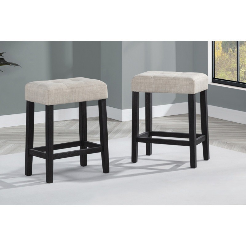 Black/Beige Polyester Counter Height Stools , Dining Room Kitchen Backless Bar