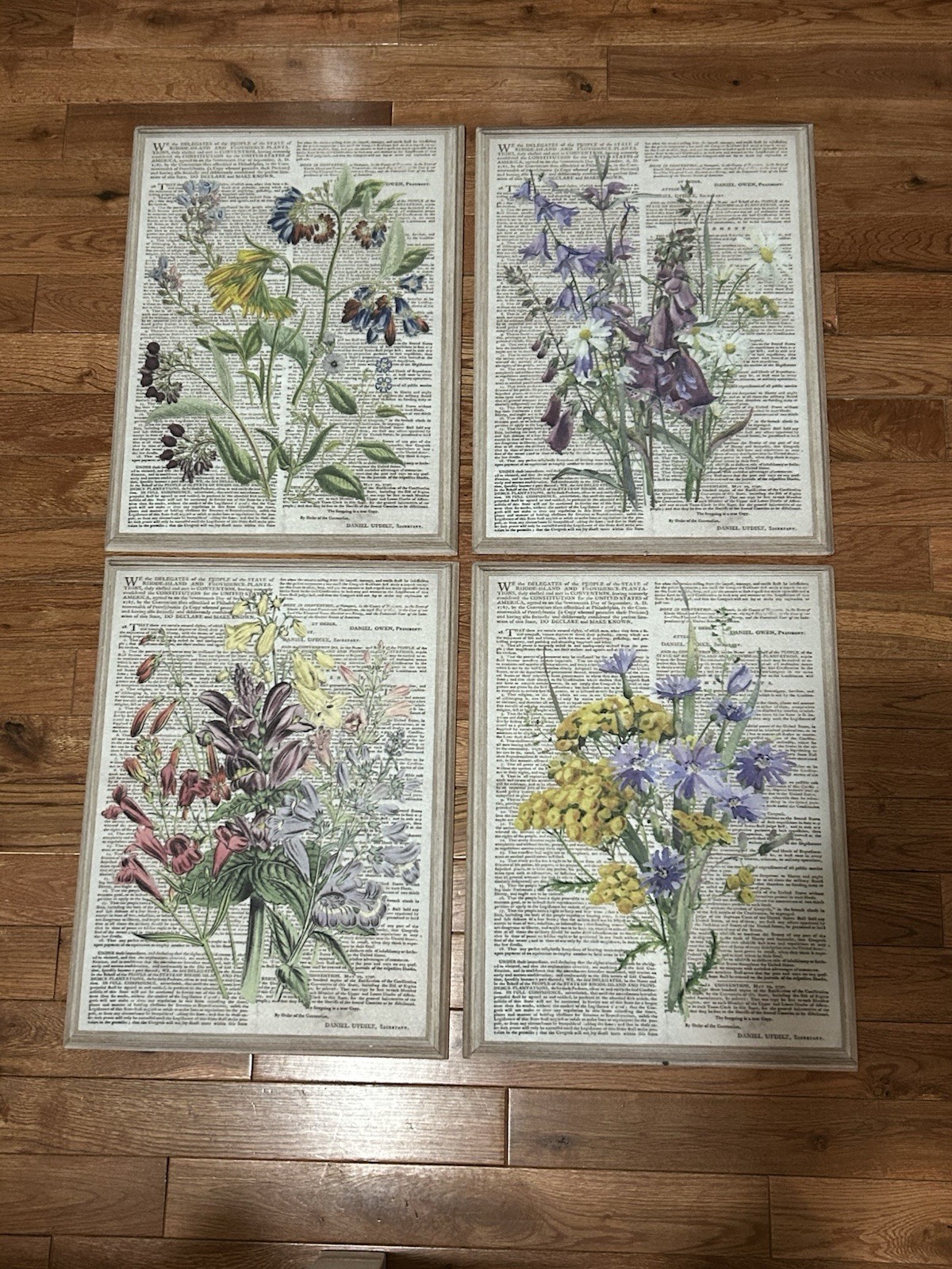 Lot Of 4 Acoustic Wall Art Panels, 16"X12" Sound Proofing Padding Floral