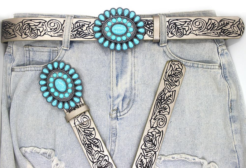 Wojgzon Turquoise Buckles for Women Men Western 3.58 x 2.83in, #1