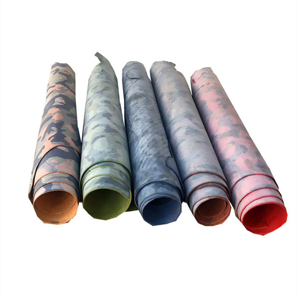 Camouflage Fog Waxed Vegetable Tanned  retro oil rich Leather craft material DIY