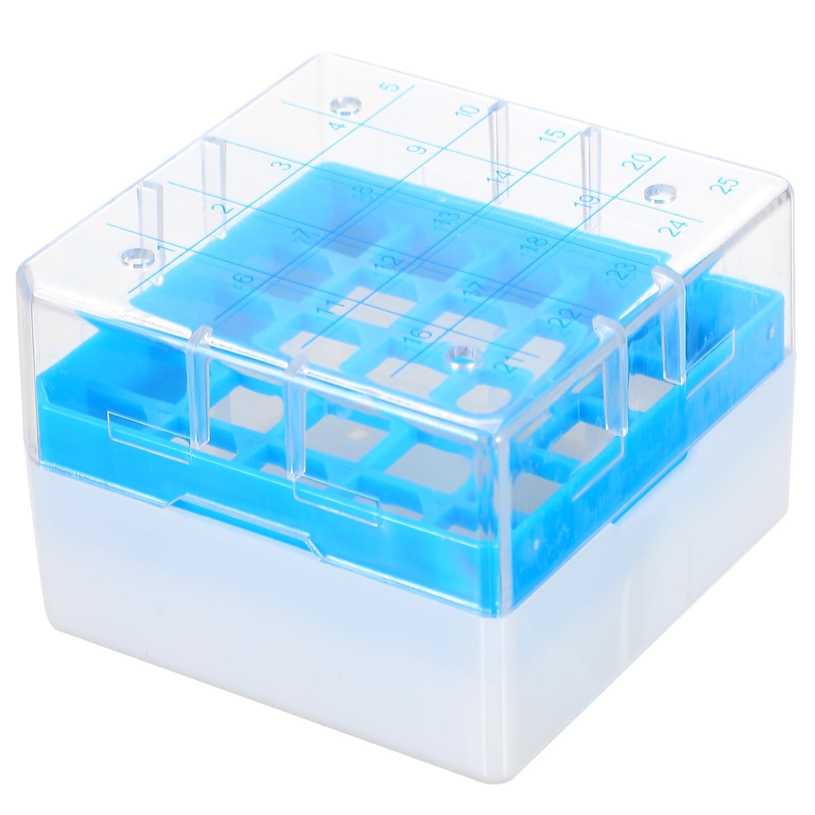 25Grid Polycarbonate Cryovial Storage Box Microcentrifuge Tube Rack Lab
