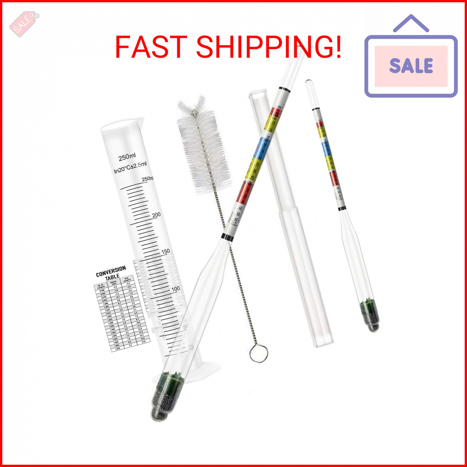 Triple Scale Alcohol Hydrometer(2 pcs)and Test Jar for Home Brew, Wine, Beer, Me