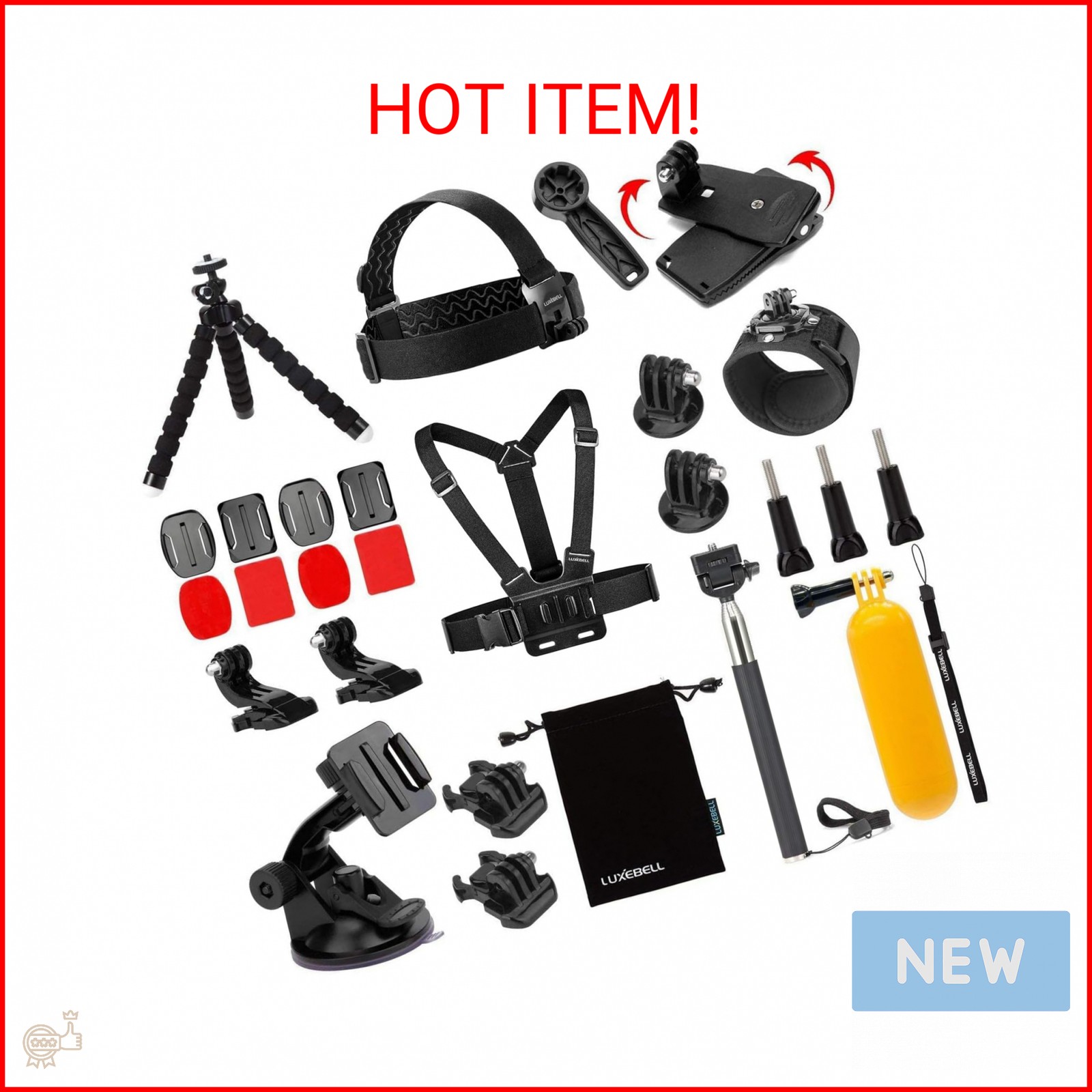 Luxebell Accessories Kit for AKASO EK5000 EK7000 4K WiFi Action Camera GoPro Her