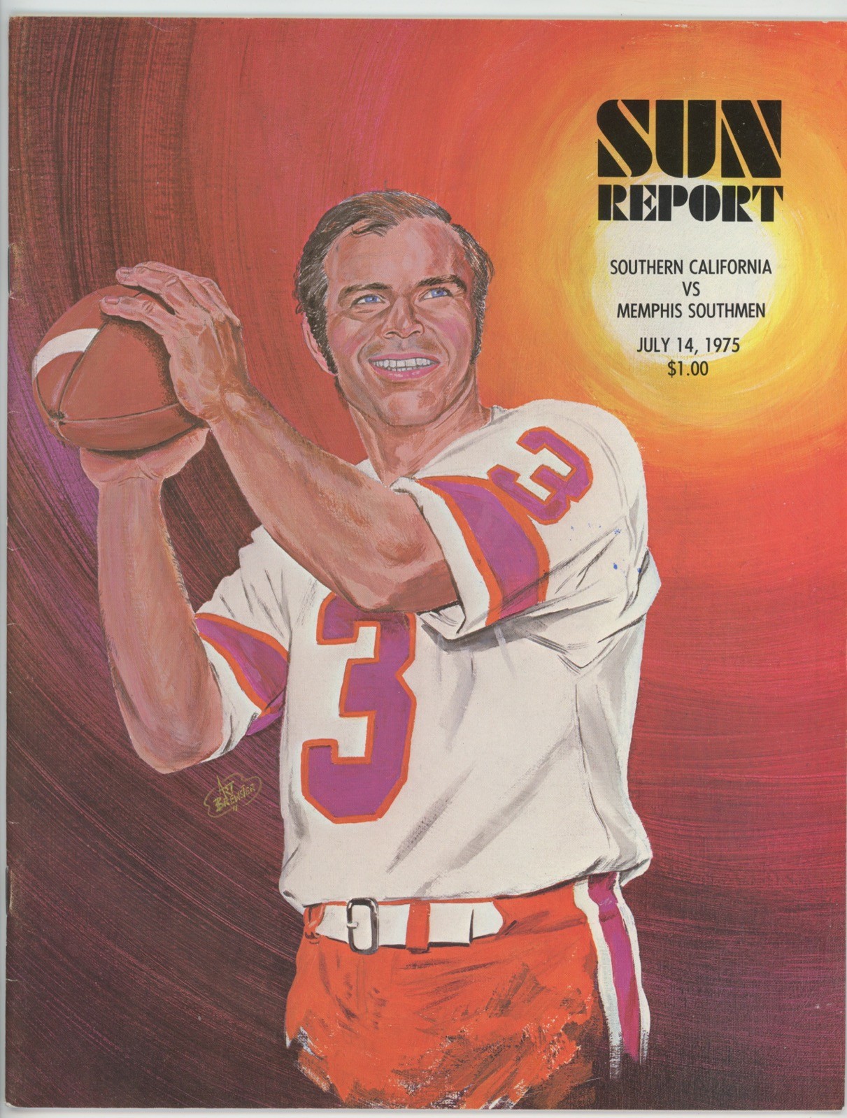 7/14/75 Southern California vs Memphis Southmen WFL Game Program Daryle Lamonica