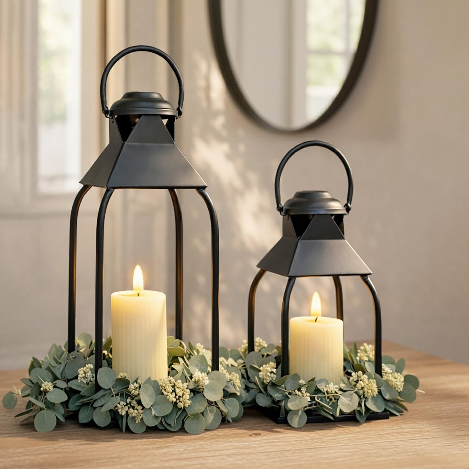 Decorative Metal Lanterns Indoor Outdoor, Candle Holder for Porch, Patio, Fir...