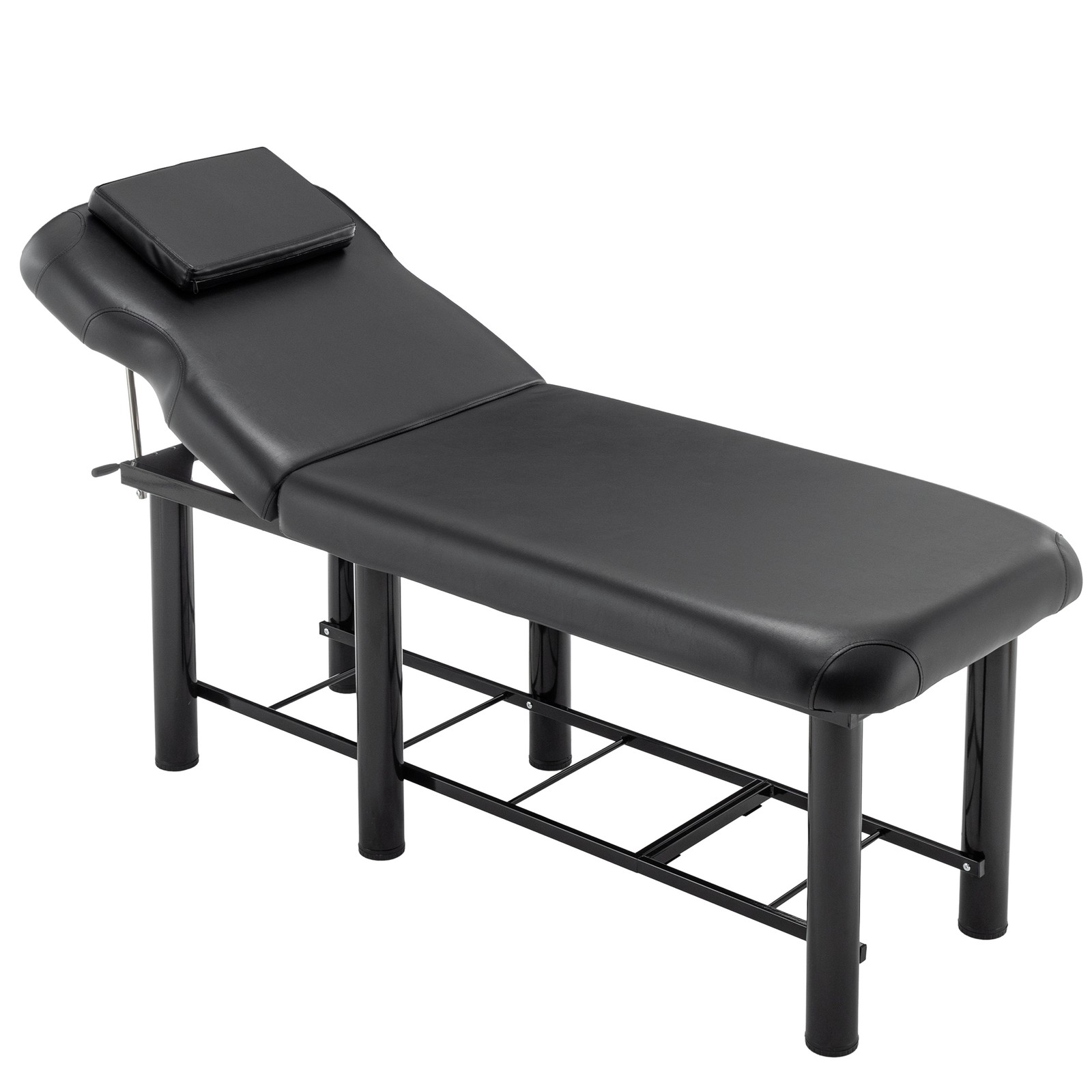 Professional Massage Table Adjustable Backrest Removable Headrest Black