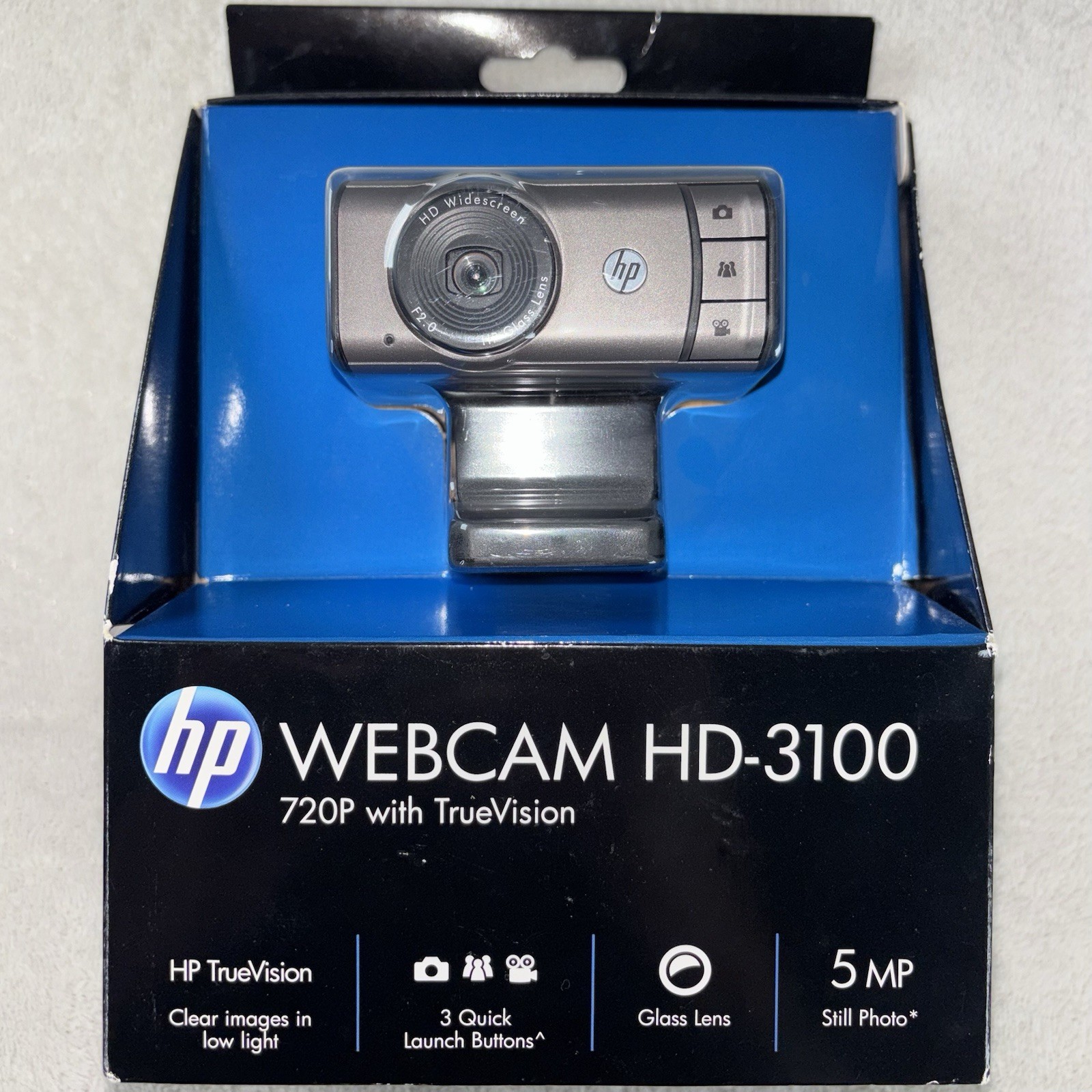 HP Hewlett-Packard HD Webcam Widescreen HD3100 720P 5MP F2.0 Glass Lens W Clip