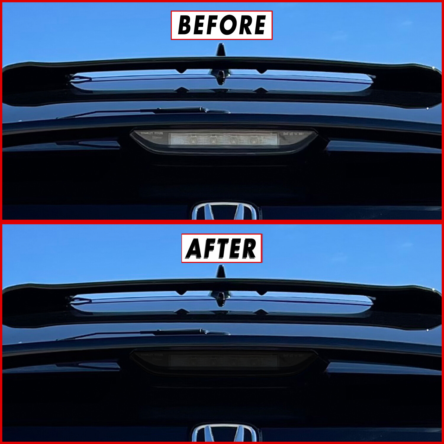 FOR 16-21 Honda Civic Hatchback Third Brake Light SMOKE Vinyl Tint Overlays