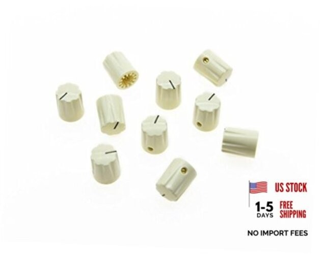 10pcs Guitar Scalloped Edge Amplifier Knob Cylinder Effect Pedal Aged White