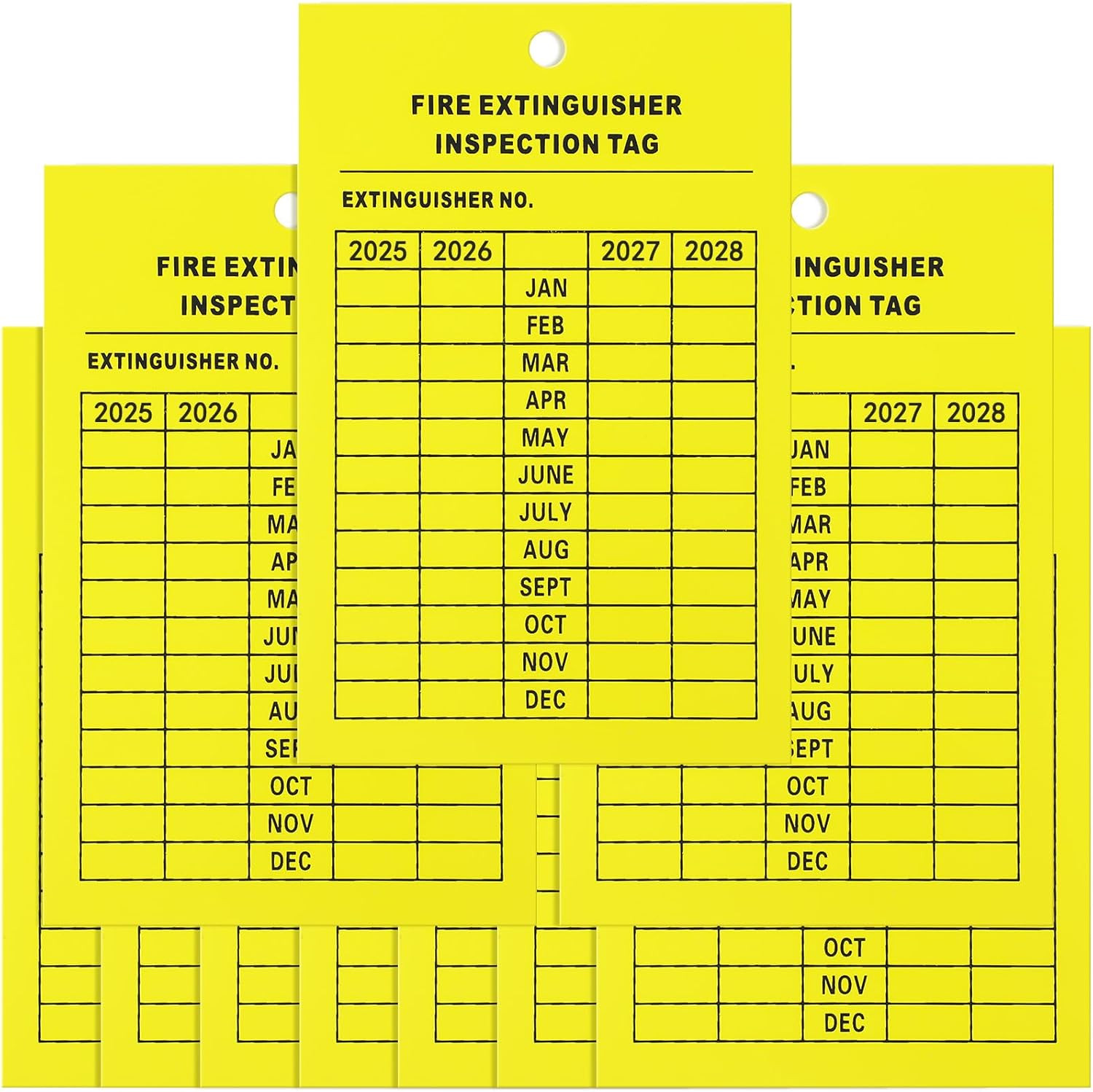 Fire Extinguisher Inspection Record Tags - 4-Year Maintenance (50 Pieces)