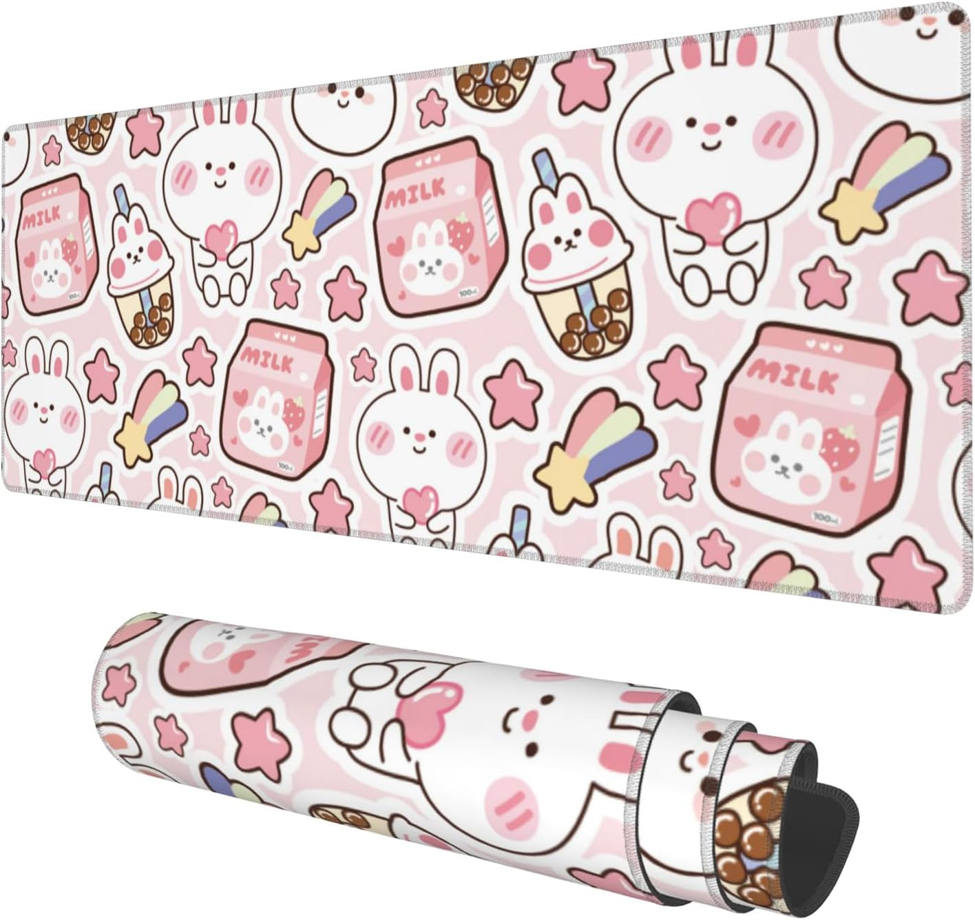 Desk Mat, Pink Kawaii Rabbit Extended Gaming Mouse Pad Large, 31.5"X11.8" Big Mo