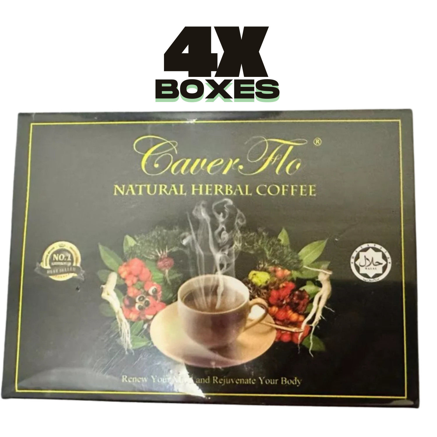 4 Boxes Organic Herbal Coffee 25g(4x10 Sachets) Natural Stamina & Energy Booster