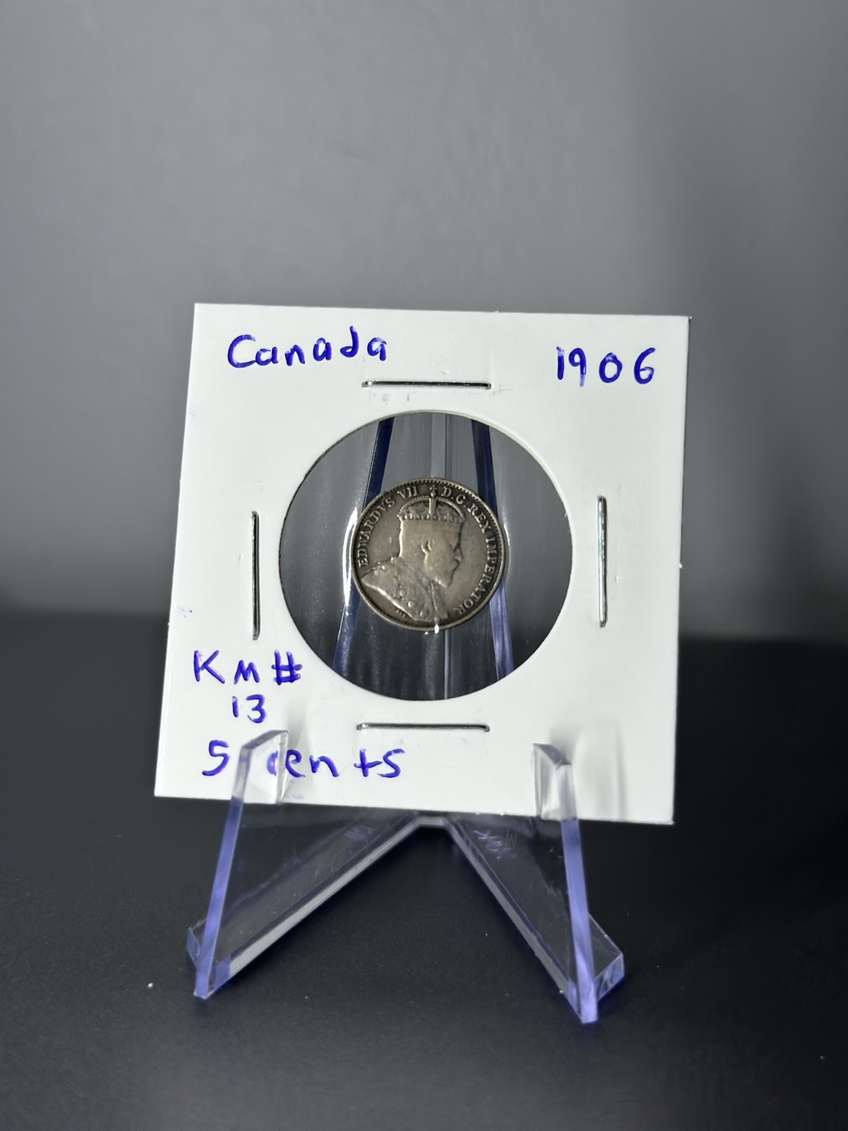 1906 Canada 5 Cents Silver Coin – Edward VII – Sterling Silver – KM#13