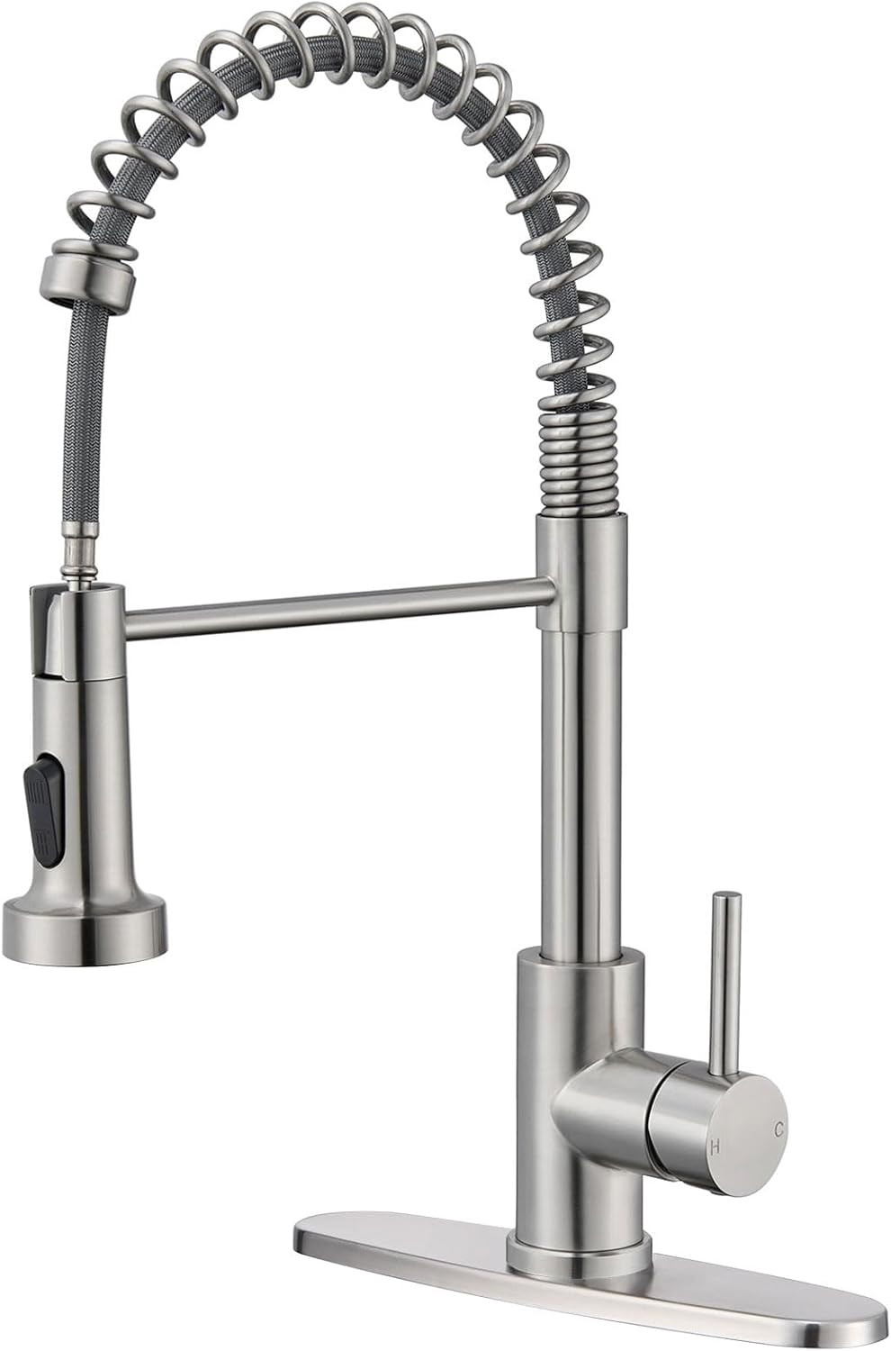 Kitchen Faucet with Pull down Sprayer, Brushed Nickel High Arc Single Handle Spr