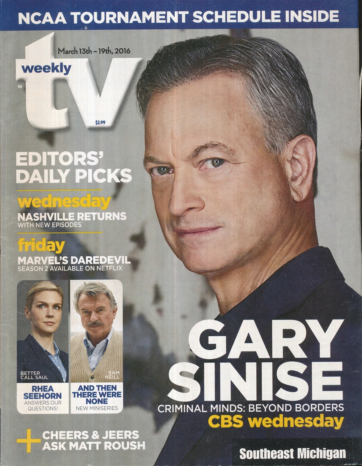TV WEEKLY 2016 MAR. 13-19 GARY SINISE (FAIR/GOOD CONDITION)
