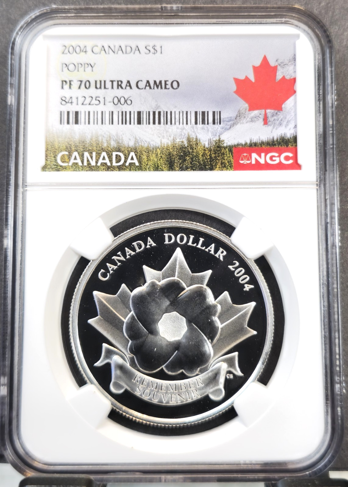 2004 CANADA SILVER 1 DOLLAR POPPY NGC PF 70 ULTRA CAMEO RARE PERFECTION