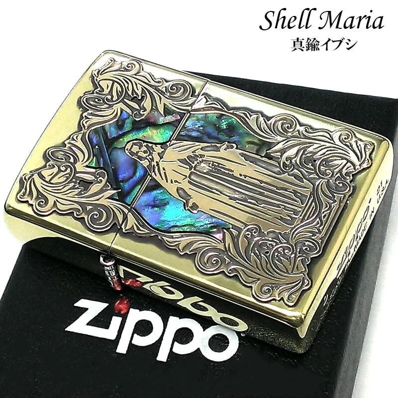 Zippo Oil Lighter Virgin Mary Shell Maria Brass Oxidized Color Regular Case