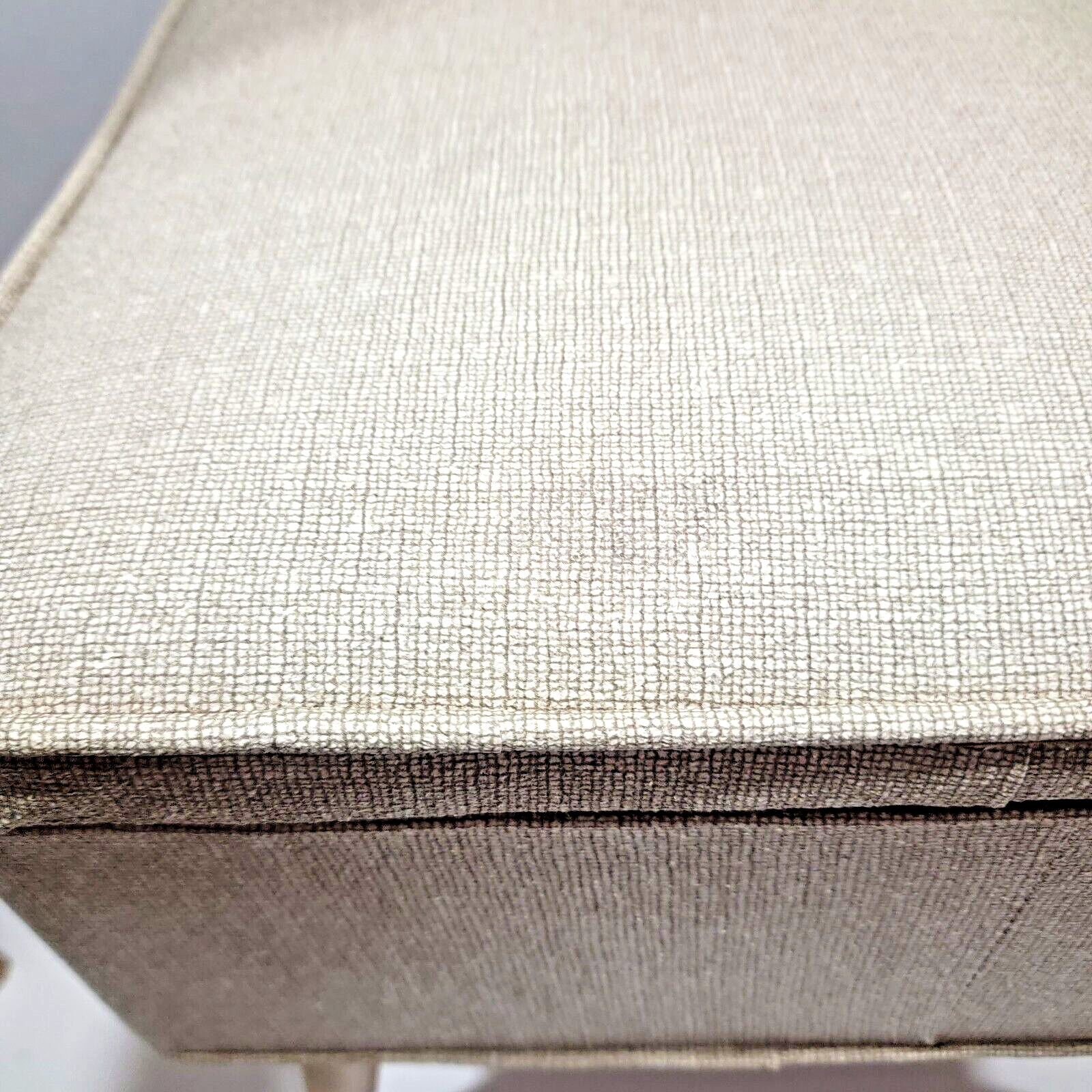 Vintage Beige Vinyl Sewing Seat Hassock Ottoman w/Storage