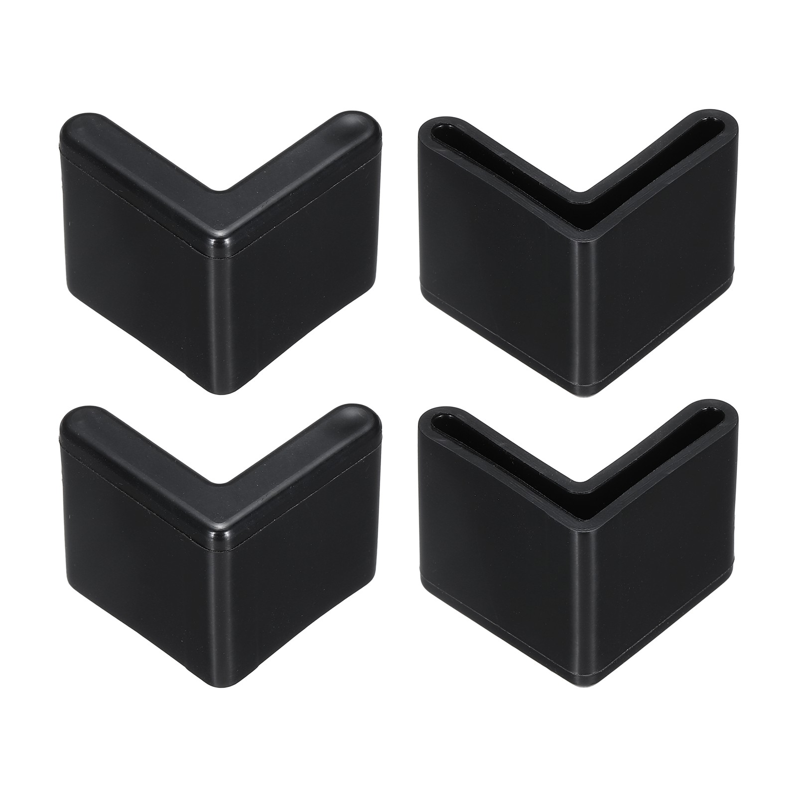4Pcs 1" Bed Frame End Cap, L-Shape Angle Iron Foot Pad Leg Protector, Black