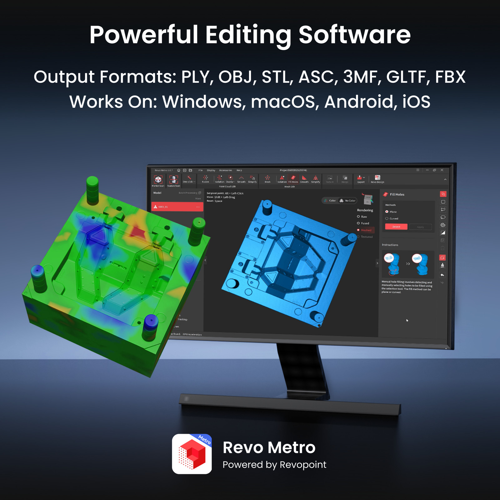 Revopoint MetroY PRO 3D Laser Scanner For 3D Print 34Line Wireless Handheld Scan