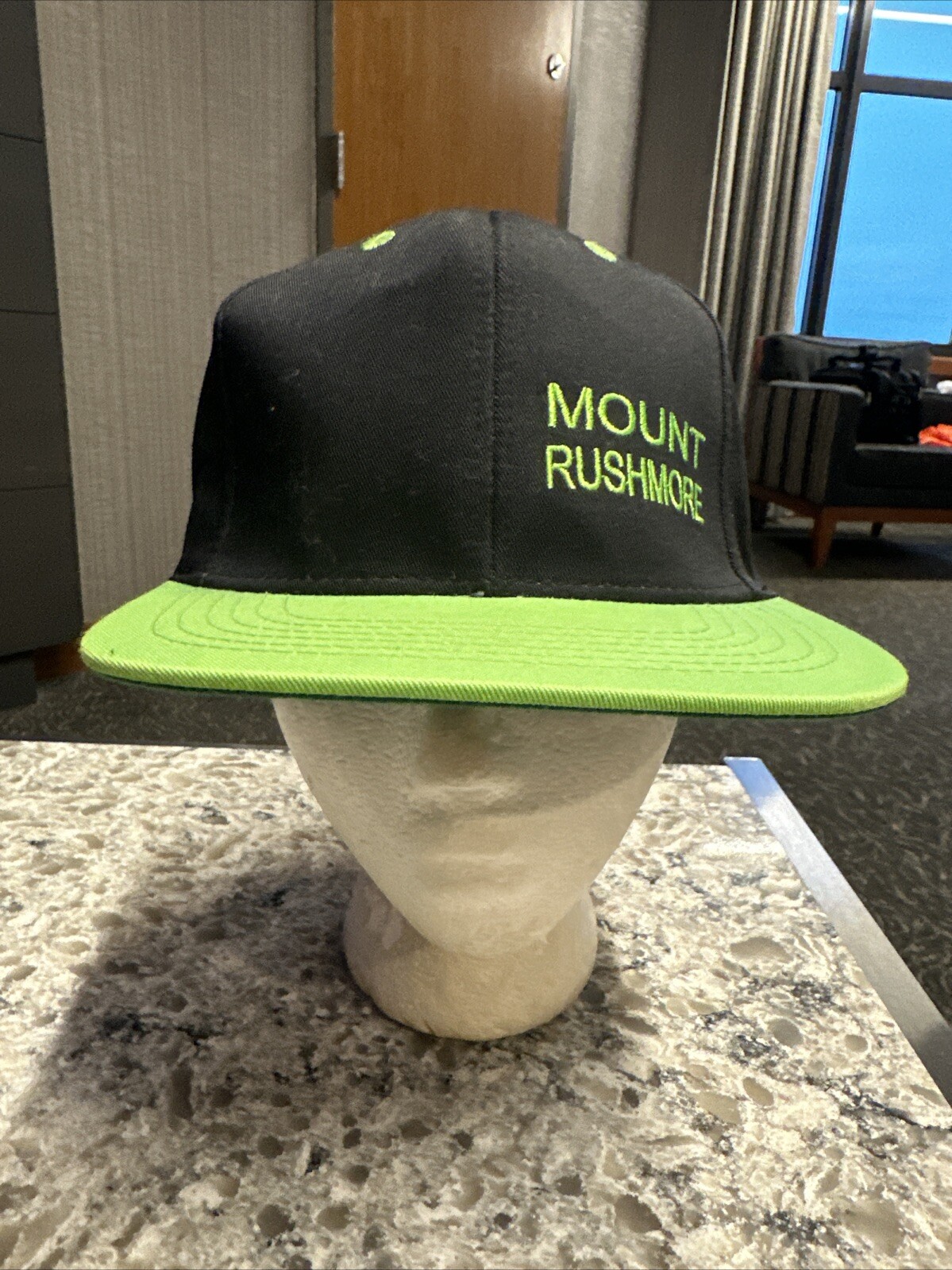 Mount Rushmore SD Lime Green and Black Hat Cap Snapback EUC
