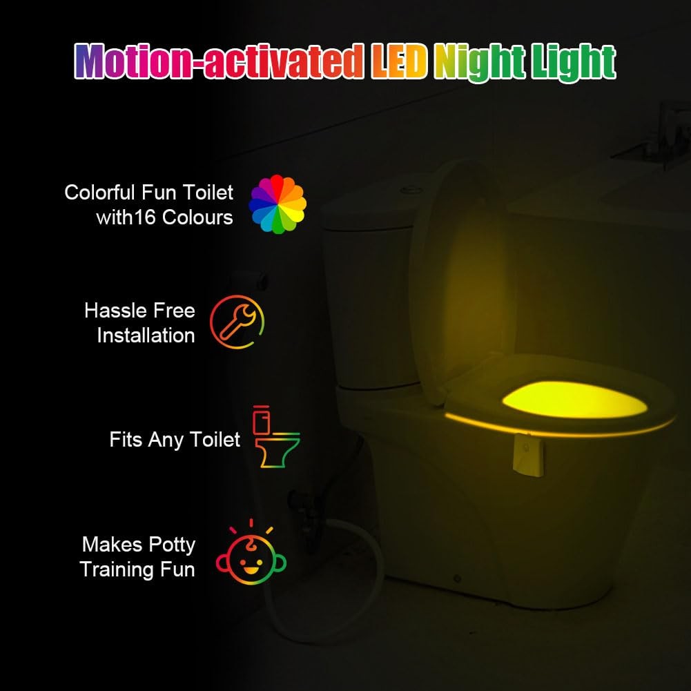 HOTUT Toilet Night Lights, 2PCS Motion Sensor with Star Projector, USB Rechar...