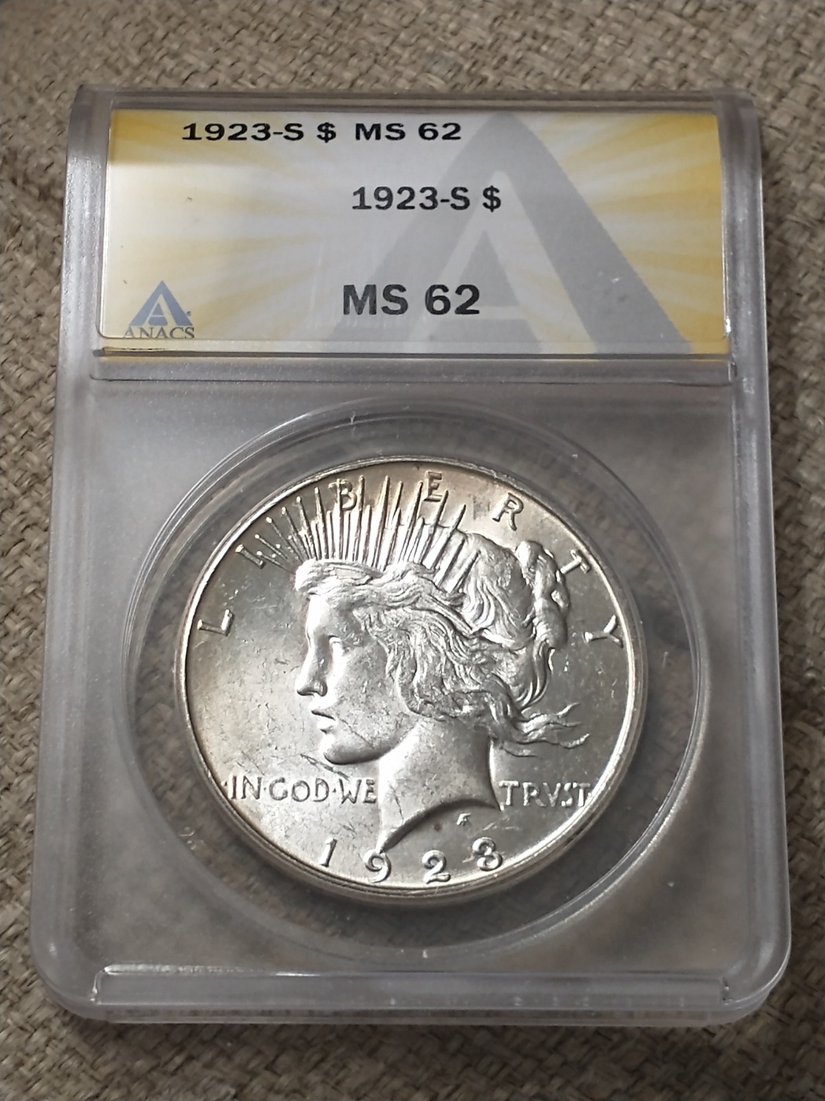 1922-D ANACS MS 61 & 1923-S ANACS MS 62 Peace Silver Dollars