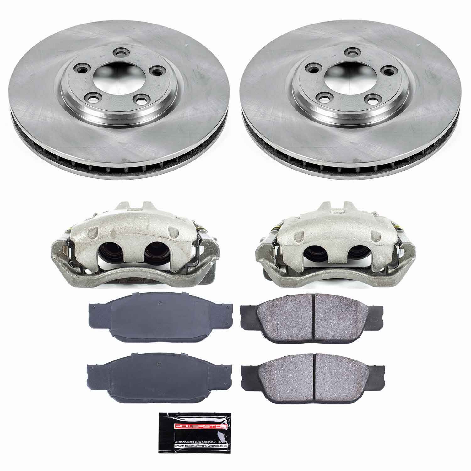 PowerStop OE Stock Replacement Low-Dust Ceramic Brake Pad, Rotor and Caliper Kit