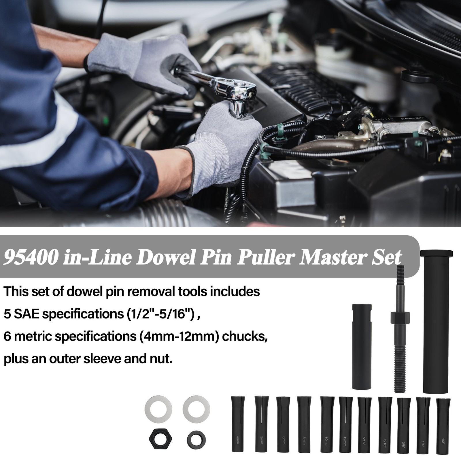 95400 In-Line Dowel Pin Puller Master Set Includes Efficient Dowel Pin Puller